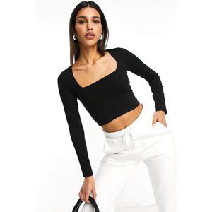 ASOS Black Square Neck Crop Top